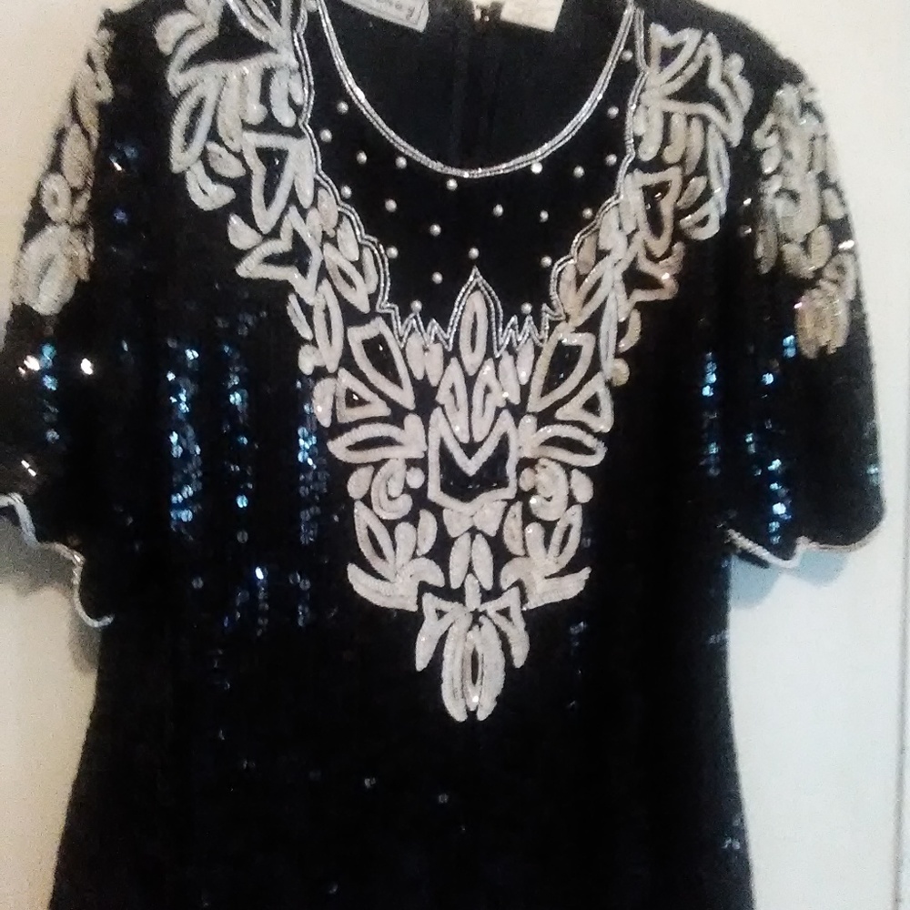 Vintage, Black and white sequined top from Stenay